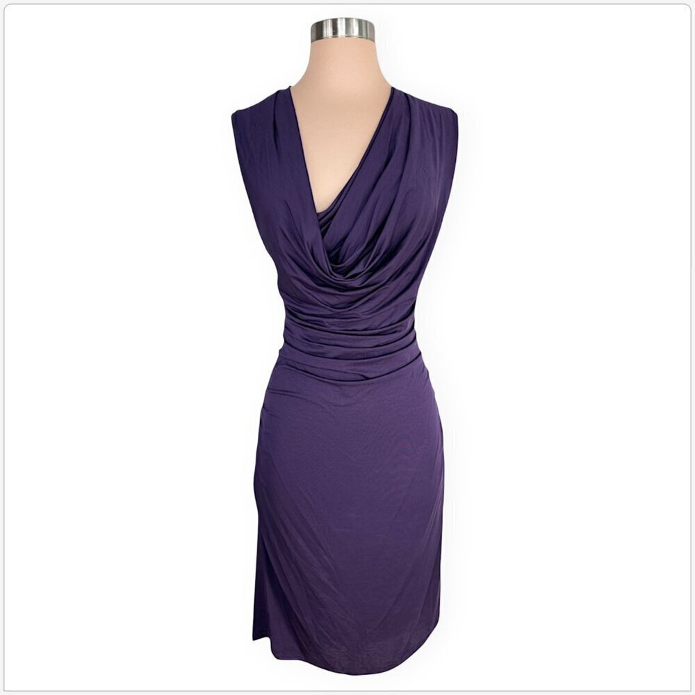 Lavia 18 Piazza Sempione Purple Plum Stretch Jersey Ruched Dress M ?
